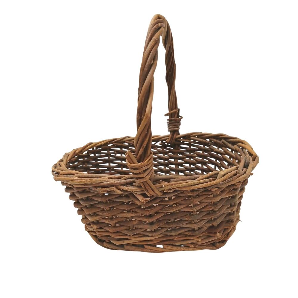 Antique Primitive Grapevine Twig Branches Basket Woven Berry Picking Holiday Old